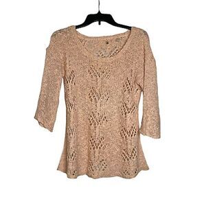 Knitted & Knotted Anthropologie‎ Blouse Top Size Small Light Pink Womens